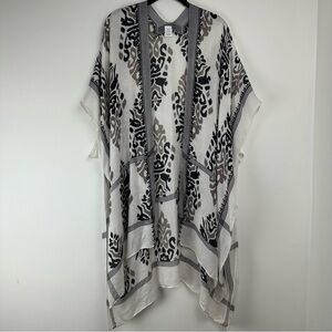 Steve Madden Open Kimono Coverup Damask Resortwear Beach Vacation Boho Poolside